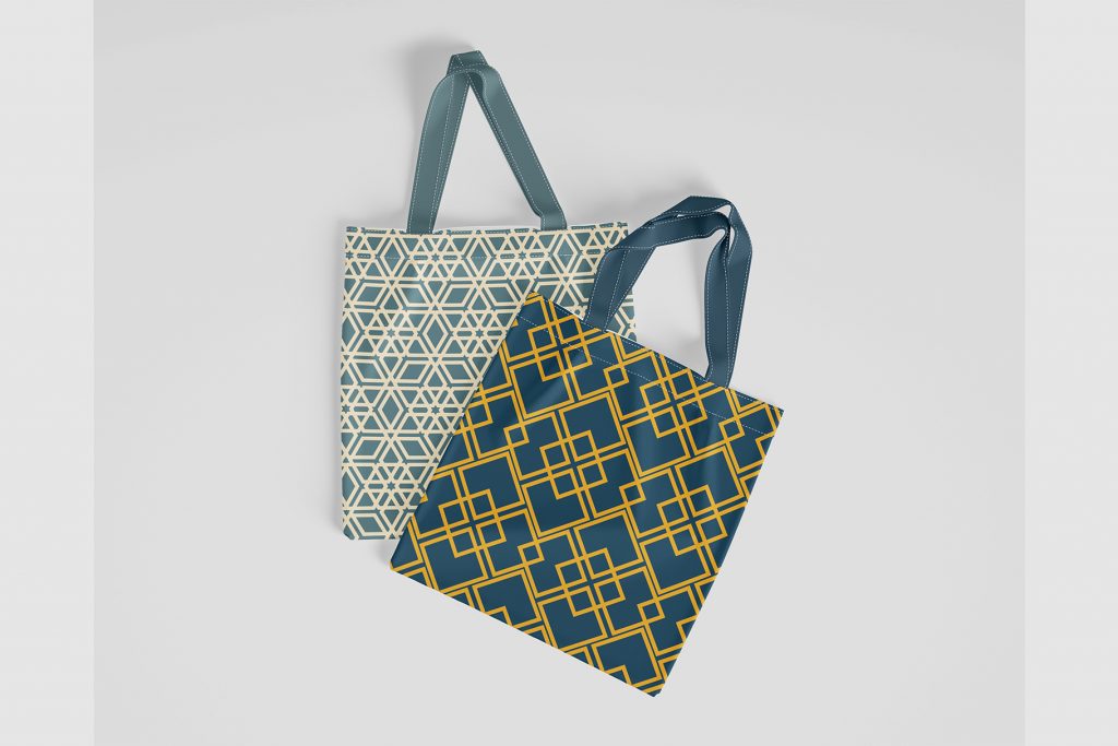 seamless geometric patterns mockup on bags