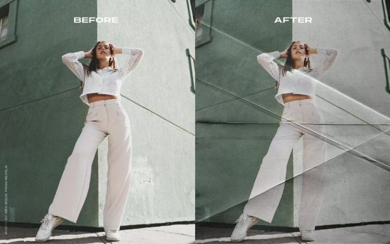 before and after applying the folded paper texture on an image - 2