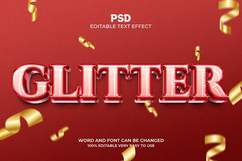 glitter 3d text effect