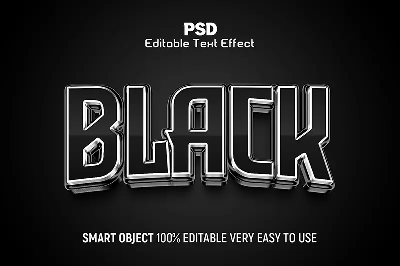 black 3d text effect