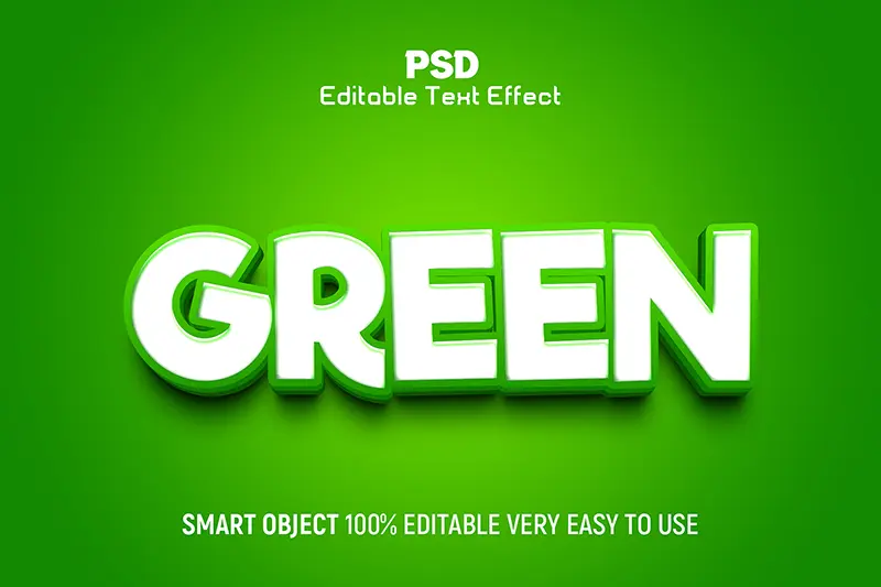 green 3d text effect