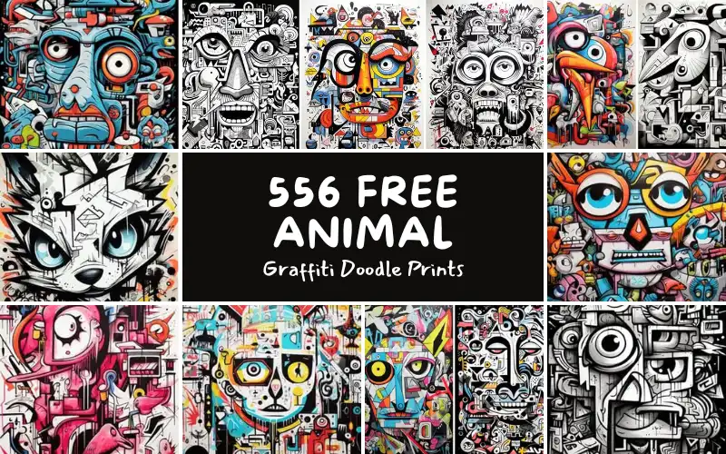 Free Animal Graffiti Doodle Prints Freebie Feature Image