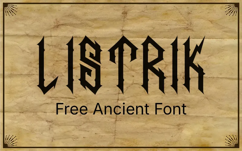 Free Ancient Font - Listrik | Pixelo