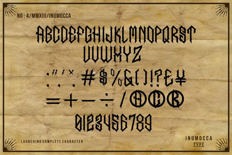 Alphabet & Special Characters Written Using The Ancient Font