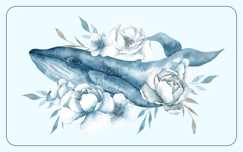 Whale and flower composition