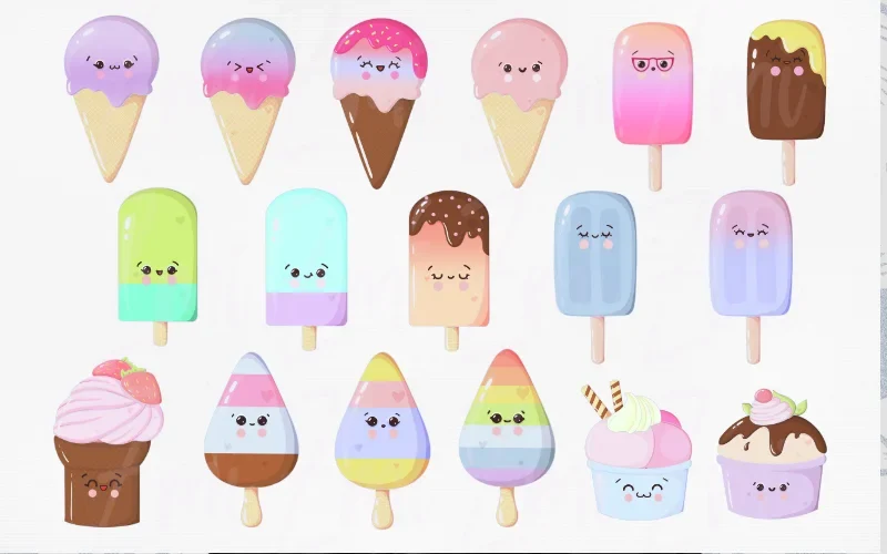 A preview of the free popsicle clipart images included in the freebie